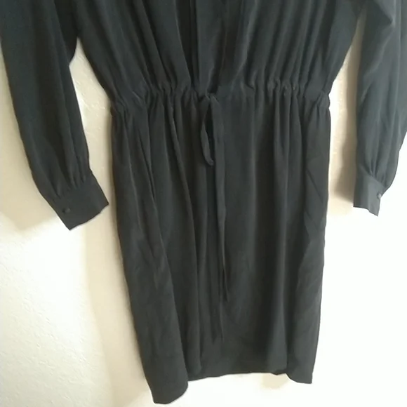 Vince Shirred Sleeve Silk drawstring Casual Dress sz M